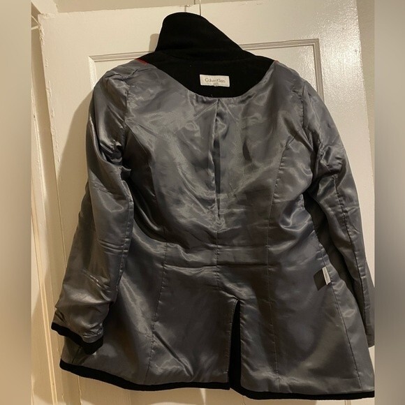 Calvin Klein Black Wool Double Breasted Peacoat - Picture 10 of 12